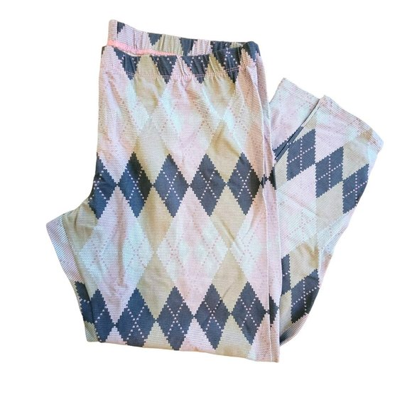 Gray Pink Khaki Argyle Print Leggings Juniors Size 7-9 NWT JJ3229 - Picture 1 of 3